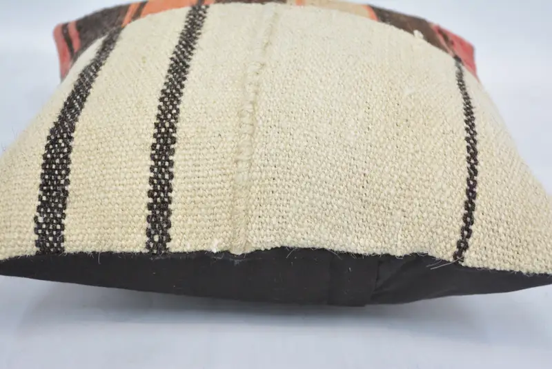Ethnic Throw Cushion, Ethnical Kilim Rug Pillow, Vintage Pillow, Kilim Pillow Cover, 14x14 White Cushion Cover, Pillow Cover, Ottoman Cushion - 5