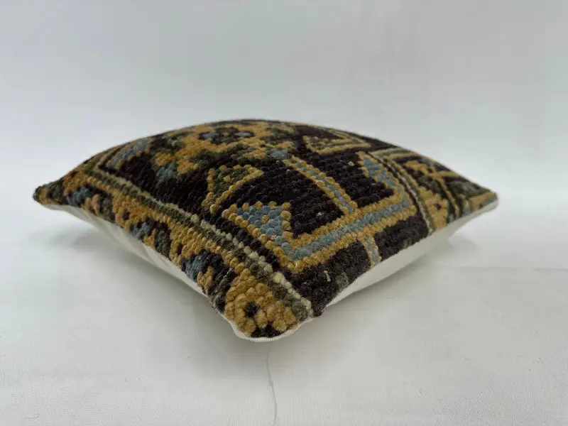 12x12 Blue Pillow Cover, Vintage Kilim Pillow, Pillow Case, Turkish Kilim Pillow, Farmhouse Pillow, Boho Pillow, Hippie Throw Cushion Case - 6