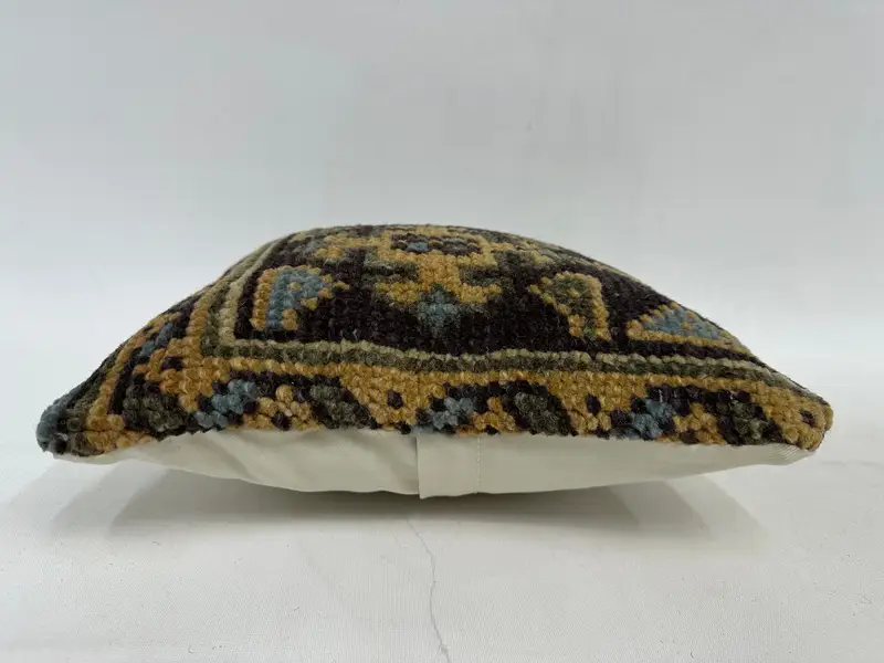 12x12 Blue Pillow Cover, Vintage Kilim Pillow, Pillow Case, Turkish Kilim Pillow, Farmhouse Pillow, Boho Pillow, Hippie Throw Cushion Case - 5