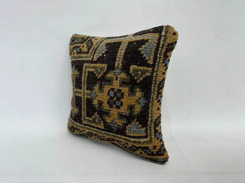 12x12 Blue Pillow Cover, Vintage Kilim Pillow, Pillow Case, Turkish Kilim Pillow, Farmhouse Pillow, Boho Pillow, Hippie Throw Cushion Case - 4