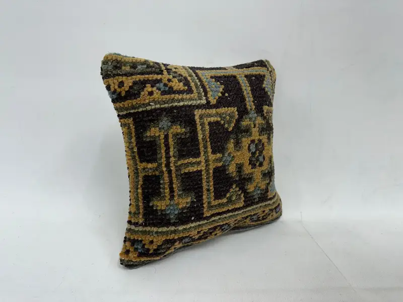 12x12 Blue Pillow Cover, Vintage Kilim Pillow, Pillow Case, Turkish Kilim Pillow, Farmhouse Pillow, Boho Pillow, Hippie Throw Cushion Case - 3