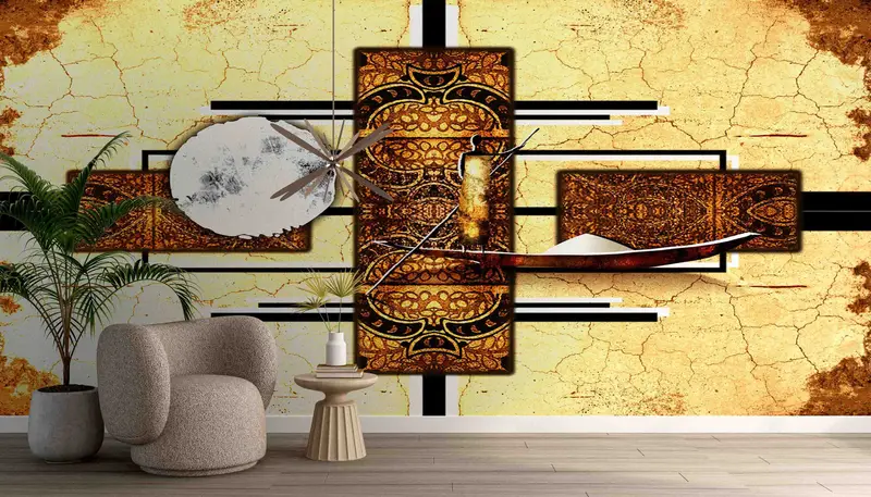 Elegancia iluminada por la luna: papel pintado estampado con un paisaje lunar abstracto