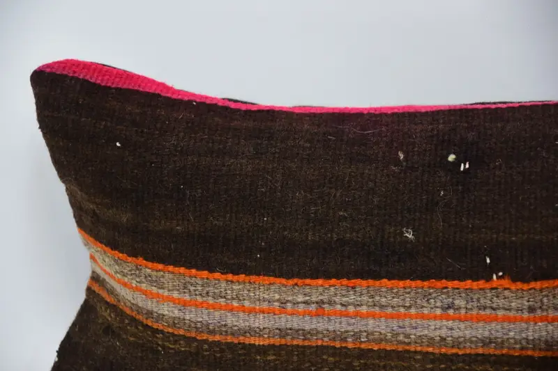 Pillow Case, Toss Cushion, Kilim Pillow, Vintage Kilim Throw Pillow, Home Decor Pillow, 8x16 Brown Pillow Case, Nomadic Cushion Case - 2
