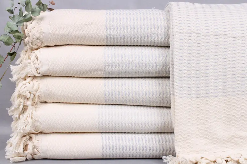 Turkish Throw Blanket, Home Decor Light Gray Diamond Bedcover, 75x89 Inches