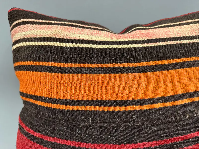 Cushion, Rustic Cushion Cover, Ethnical Kilim Rug Pillow, Handmade Kilim Cushion, Pillow for Couch, 20x20 Orange Pillow - 5
