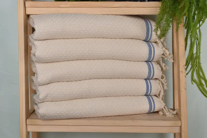 Personalized Sax Blue Cotton Hand Towel, 18x38 inches, Organic Cotton/Linen