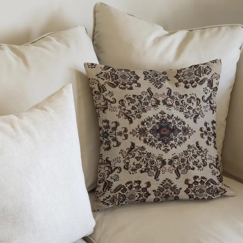 Almohada impresa personalizada marrón y beige - Acento elegante de decoración del hogar