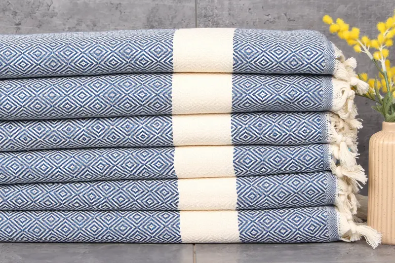 Wholesale Order Navy Diamond Cotton Towel, 20x36 Inches