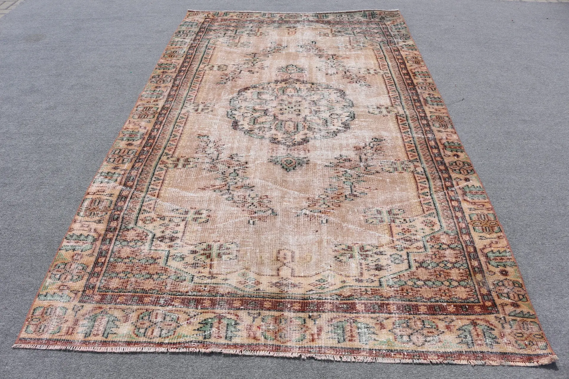 5,7x9,5 ft Teppich, türkischer Teppich, Vintage brauner orientalischer Teppich aus Wolle - 1