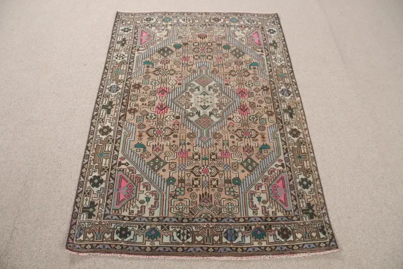 Kahverengi ve Mavi Puantiyeli Halı, 0,3x4,8 ft Şık Dekor