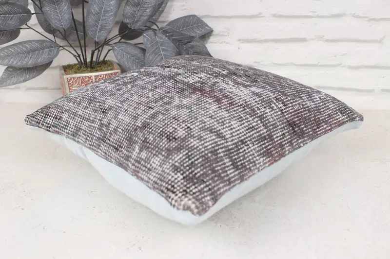 Bohemian Cushion Cushion Case, Kilim Cushion Sham, Pillow Sham, 14x14 Gray Pillow Sham, Home Decor Pillow, Vintage Kilim Throw Pillow - 6