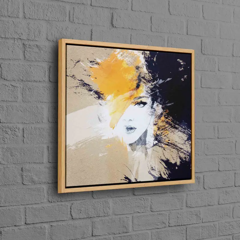 エレガントな抽象的な女性のポートレート キャンバス プリント - 鮮やかなブラウン & オレンジ