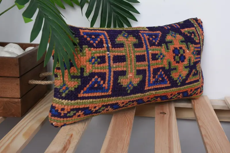 Ethnic Pillow, Designer Throw Pillow, Kilim Pillow, Aztec Pillow Sham, Kilim Cushion Sham, Cushion Case, 8x16 Blue Cushion Case, Kilim Pillow Cover - 4