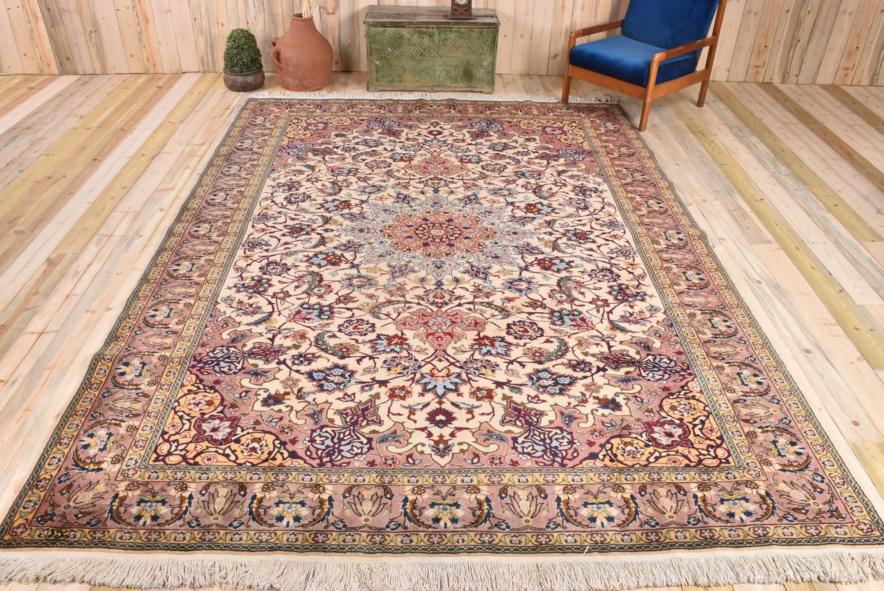 Türkischer Teppich, 8,4 x 11,7 ft großer Vintage-Teppich, rot-blauer marokkanischer Teppich - 1