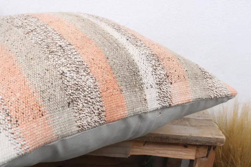 Vintage Pillow, Boho Pillow, Pillow Cover, Vintage Kilim Pillow, 18x18 Brown Pillow Cover, Sofa Bolster Cushion Cover - 6