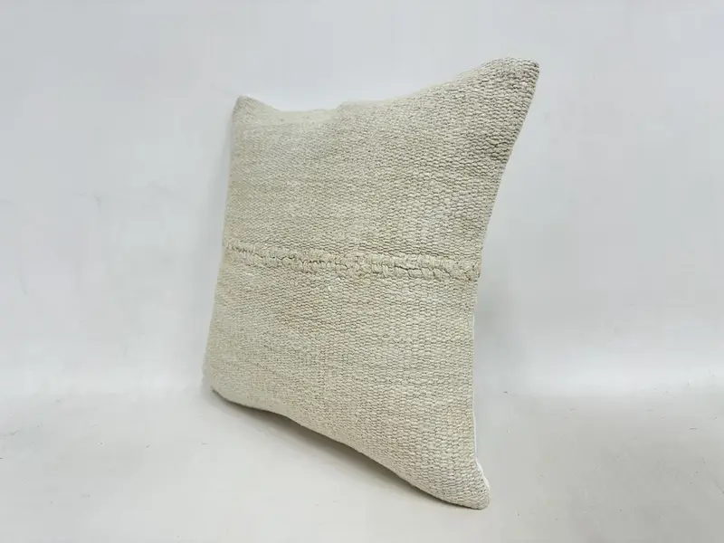 Turkish Kilim Pillow, 16x16 Beige Pillow, Handmade Pillow Sham, Home Decor Pillow, Vintage Pillow, Pillow Cover, Authentic Pillow - 4