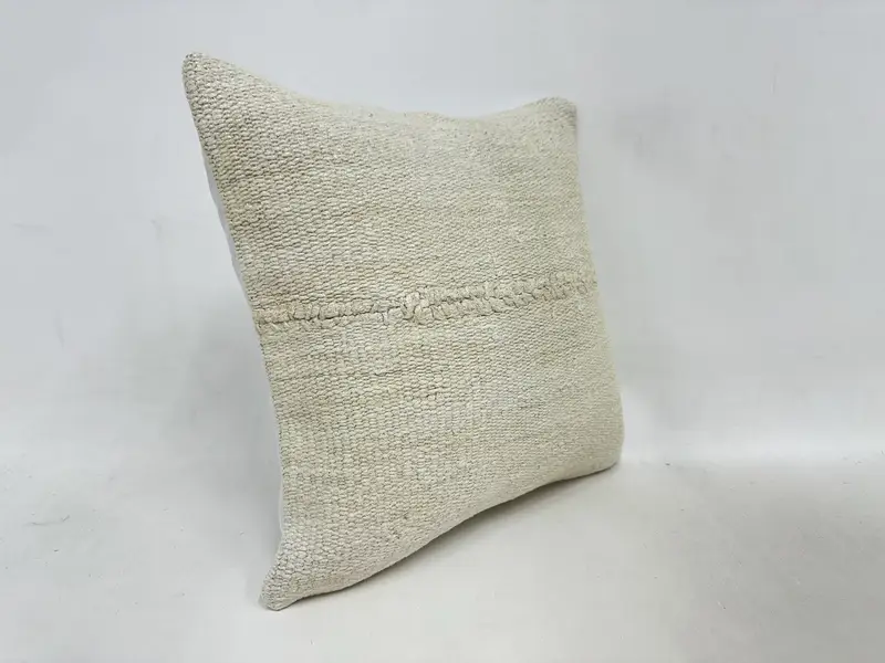 Turkish Kilim Pillow, 16x16 Beige Pillow, Handmade Pillow Sham, Home Decor Pillow, Vintage Pillow, Pillow Cover, Authentic Pillow - 3