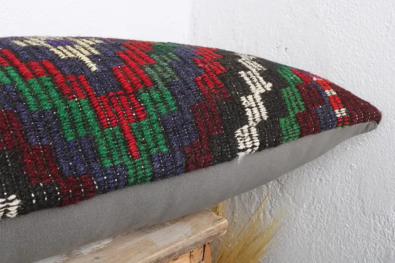 Kilim Pillow Cover, Authentic Cushion Cover, Pet Cushion Case, Vintage Pillow, 16x48 Blue Pillow, Antique Pillows, Pillow Cover - 5