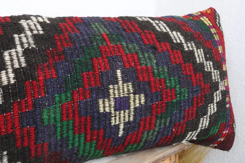 Kilim Pillow Cover, Authentic Cushion Cover, Pet Cushion Case, Vintage Pillow, 16x48 Blue Pillow, Antique Pillows, Pillow Cover - 4