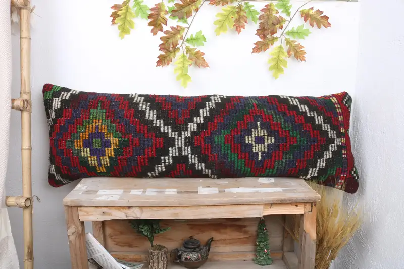 Kilim Pillow Cover, Authentic Cushion Cover, Pet Cushion Case, Vintage Pillow, 16x48 Blue Pillow, Antique Pillows, Pillow Cover - 1