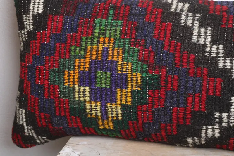 Kilim Pillow Cover, Authentic Cushion Cover, Pet Cushion Case, Vintage Pillow, 16x48 Blue Pillow, Antique Pillows, Pillow Cover - 3