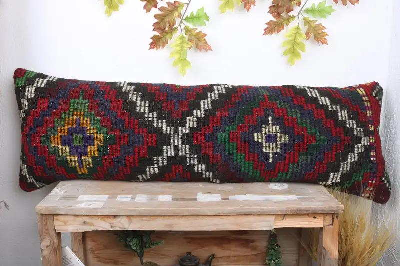 Kilim Pillow Cover, Authentic Cushion Cover, Pet Cushion Case, Vintage Pillow, 16x48 Blue Pillow, Antique Pillows, Pillow Cover - 2