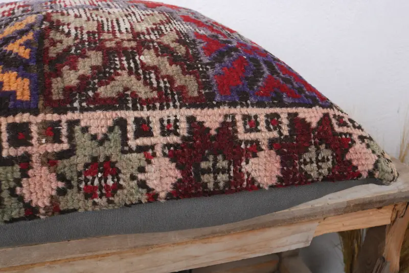 Vintage Kilim Throw Pillow, Turkish Kilim Pillow, Vintage Kilim Pillow, Pillow, 16x16 Red Pillow Cover, Neutral Pillow Case - 6