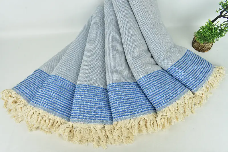 Organic Throw, Wedding Gift For Bride, Woven Blanket, Wedding Favors, Bachelorette Gifts, Best Friend Wedding Gift, 96x92 Cotton Striped Towel - 4
