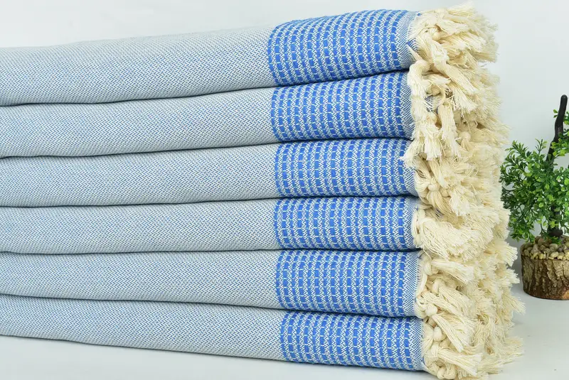 Organic Throw, Wedding Gift For Bride, Woven Blanket, Wedding Favors, Bachelorette Gifts, Best Friend Wedding Gift, 96x92 Cotton Striped Towel - 3