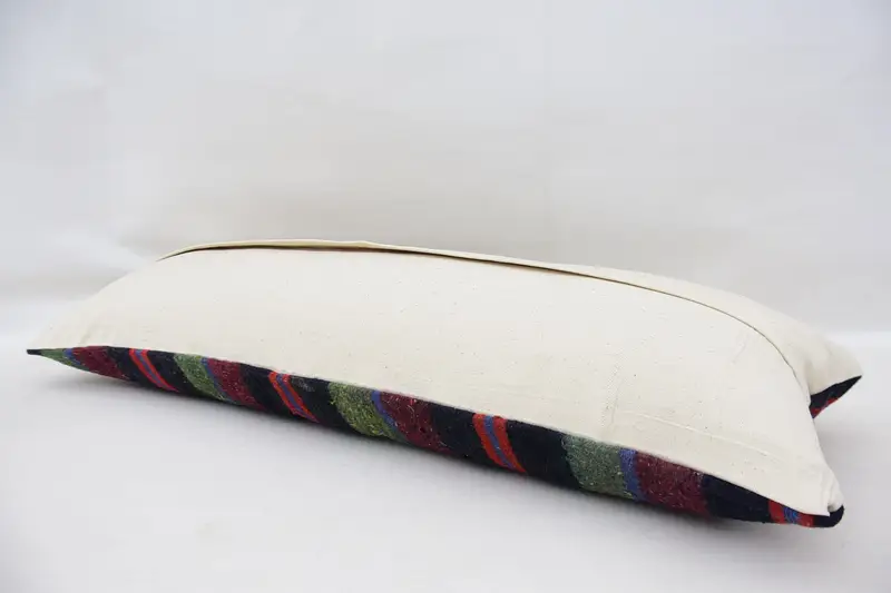 Handmade Kilim Cushion, Vintage Kilim Throw Pillow, 12x36 Blue Pillow Cover, Car Cushion Case, Cushion Case, Ethnical Kilim Rug Pillow - 6
