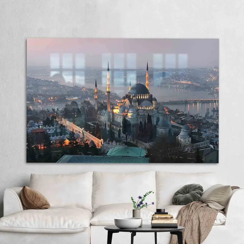 İslam Sembolü Baskılı Cam: İstanbul Şehir Manzarasının Elegance'ı