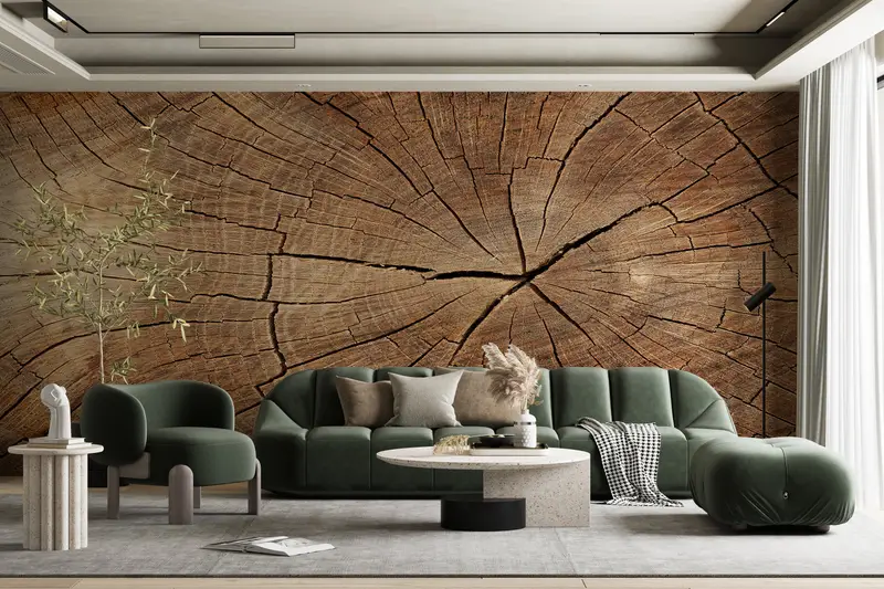 Modern Wall Print, Nature Mural, Abstract Wall Poster, Trendy Mural, Wood Crack Wall Mural, Tree Ring Wall Painting, - 1