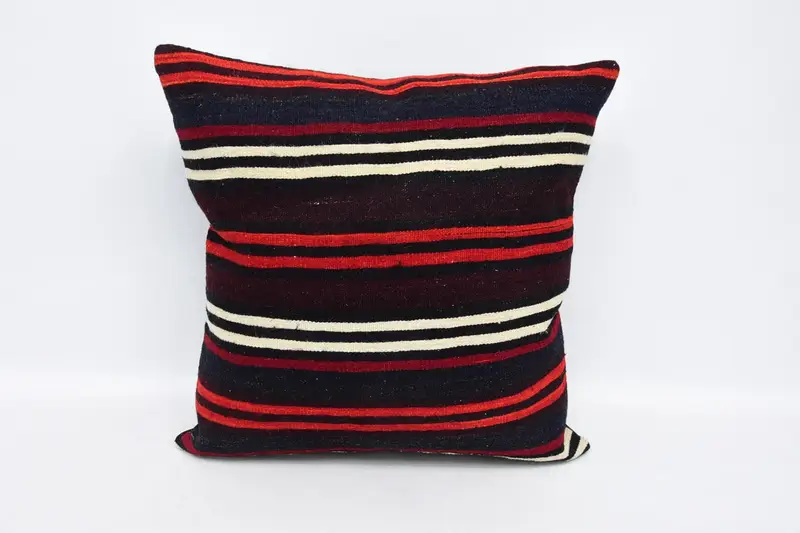 Striped Turkish Gift Pillow Cover, 60x60 cm Christmas Gift TexturedRed Euro Sham - 1