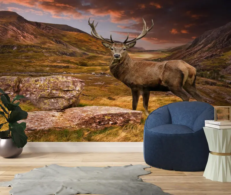3D Wall Decor, Beautiful Deer Digital Paper, Mountain Wallpaper, Deer Wall Paper, Animal Wall Art, Wallpaper Peel And Stick, - 4