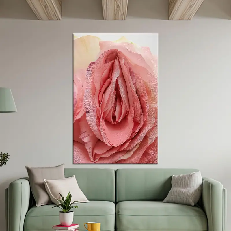 Erotic Rose Vagina Canvas: Abstract Pink Art Print