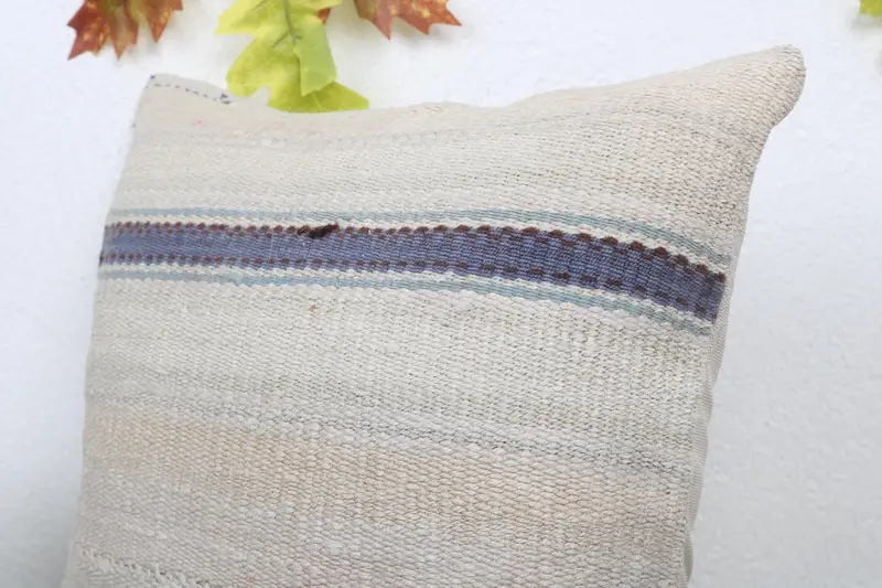 Authentic Pillow Cover, Gift Pillow, Handmade Kilim Cushion, Pillow, 16x16 Beige Pillow Case, Garden Cushion Cover, Turkish Kilim Pillow - 5