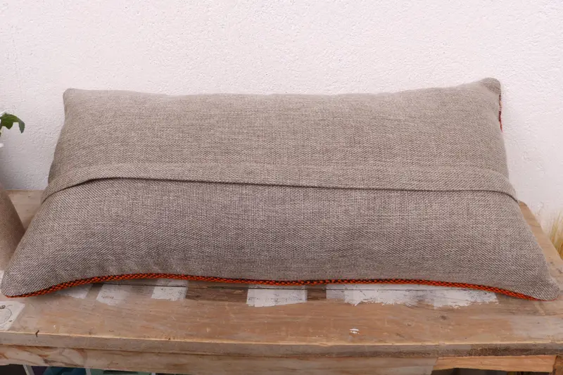 Pillow Cover, Muted Cushion Cover, Turkish Rugs Cushion, Handmade Kilim Cushion, Boho Pillow, Decorative Pillow Case, Kilim Pillow, 12x24 Red Pillow - 7