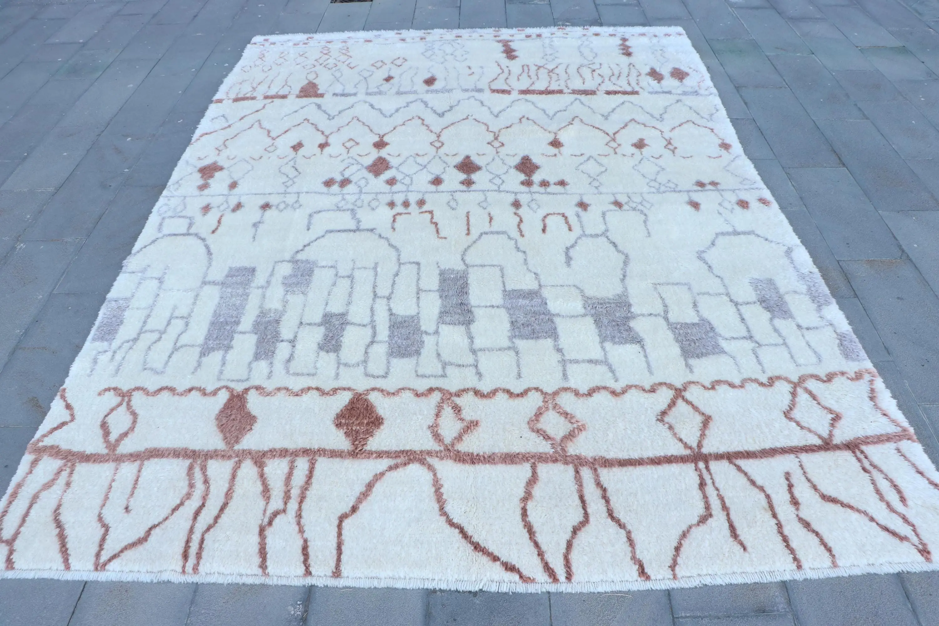 Vintage 8.7x12 ft Oversize Rug, Turkish Rug, White Solid Rug - 1