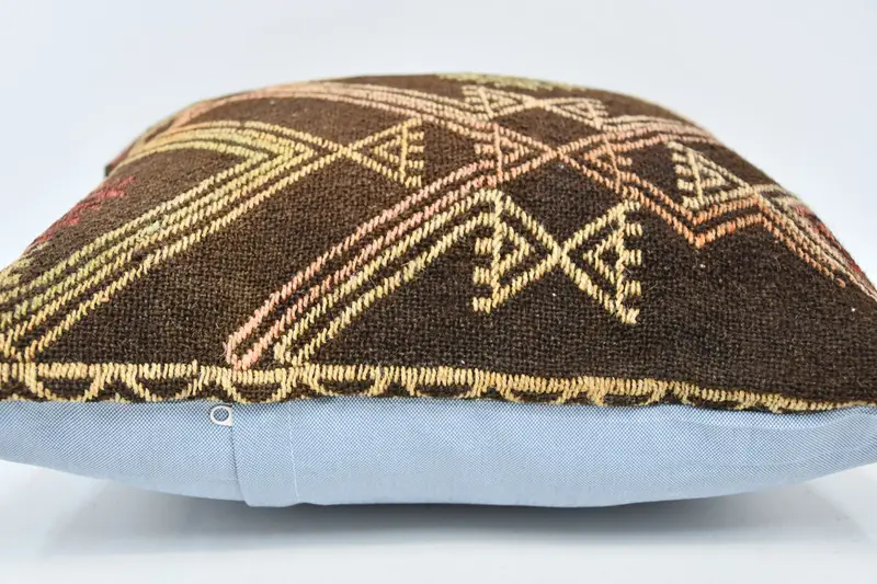 20x20 Brown Cushion, Home Decor Pillow, Living Room Throw Pillow Case, Kilim Pillow Cover, Pillow Case, Kilim Cushion Sham - 6
