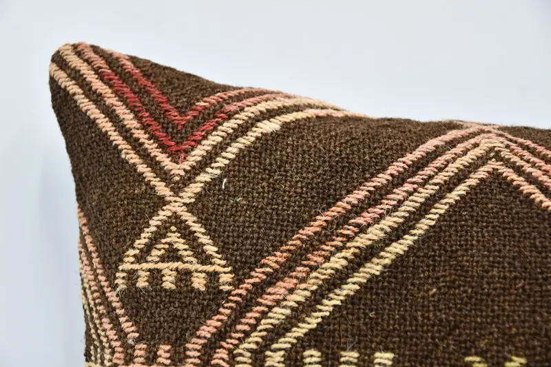 20x20 Brown Cushion, Home Decor Pillow, Living Room Throw Pillow Case, Kilim Pillow Cover, Pillow Case, Kilim Cushion Sham - 2