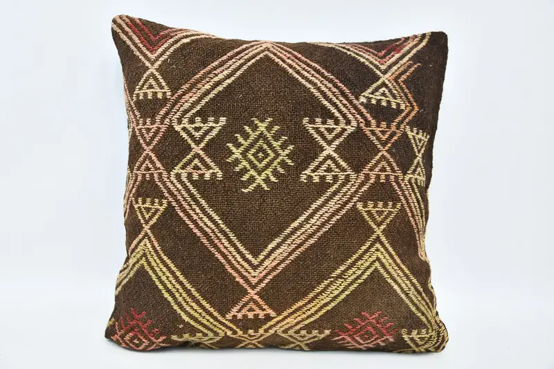 20x20 Brown Cushion, Home Decor Pillow, Living Room Throw Pillow Case, Kilim Pillow Cover, Pillow Case, Kilim Cushion Sham - 1