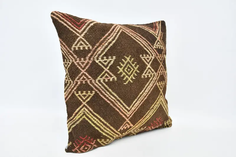 20x20 Brown Cushion, Home Decor Pillow, Living Room Throw Pillow Case, Kilim Pillow Cover, Pillow Case, Kilim Cushion Sham - 3