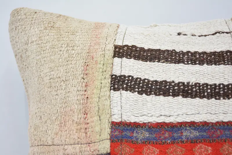 Turkish Kilim Pillow, Turkish Pillow, Pillow, One Of A Kind Pillow, Christmas Pillow Sham, 16x16 White Cushion Case, Gift Pillow, Muted Pillow Sham - 2