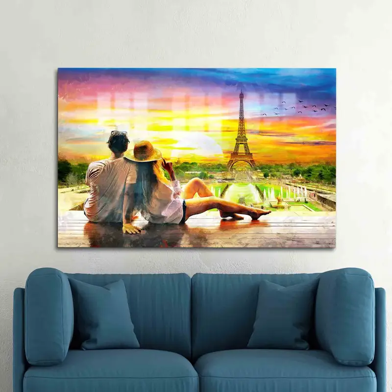 Elegantes Eiffelturm-Sonnenuntergangglas: Romantisches Valentinstagsgeschenk