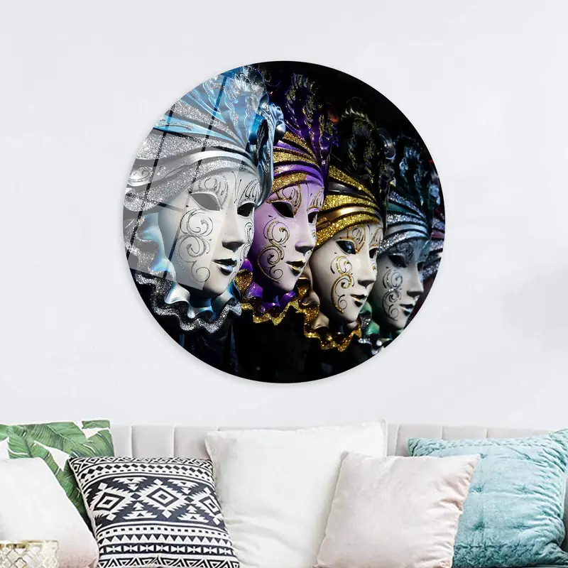 エレガントなヴェネツィア カーニバル キラキラ女性マスク プリント キャンバス