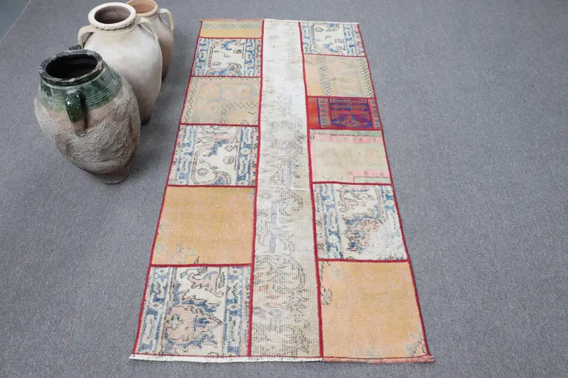 Vintage Teppich, 2,8x6,1 ft Akzentteppich, blauer türkischer Wollteppich mit Tiermuster - 1