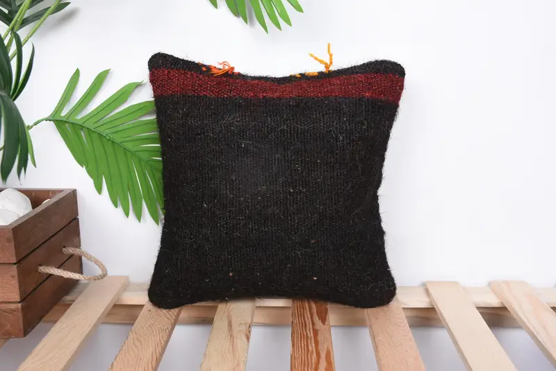 Pillow for Couch, Turkish Kilim Pillow, Handmade Kilim Cushion, Pillow Case, Aztec Pillow Sham, 12x12 Brown Pillow Cover, Handmade Pillow - 1