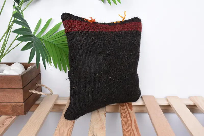 Pillow for Couch, Turkish Kilim Pillow, Handmade Kilim Cushion, Pillow Case, Aztec Pillow Sham, 12x12 Brown Pillow Cover, Handmade Pillow - 4