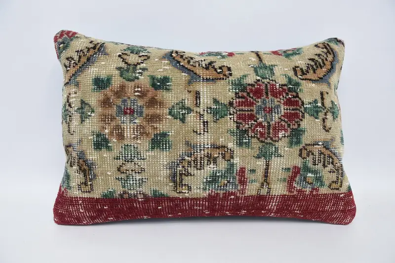 Meditation Cushion, Vintage Kilim Pillow, Kilim Pillow Cover, Tribal Cushion Case, Cushion Cover, 16x24 Beige Cushion, Gift Pillow - 1