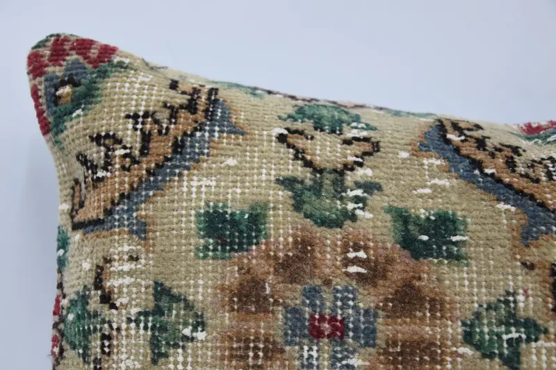 Meditation Cushion, Vintage Kilim Pillow, Kilim Pillow Cover, Tribal Cushion Case, Cushion Cover, 16x24 Beige Cushion, Gift Pillow - 2